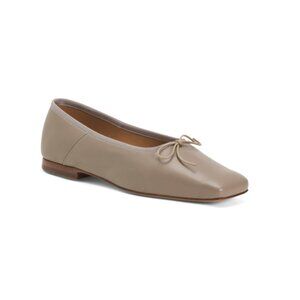 MANSUR GAVRIEL Tan Made In Portugal Leather Square Toe Ballerina Flats